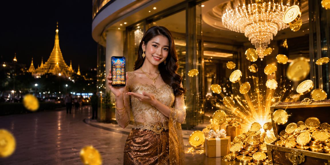 ရွှေတိဂုံဘုရားနောက်ခံကာစီနို ဖုန်းဖြင့် ကစားနေခြင်း